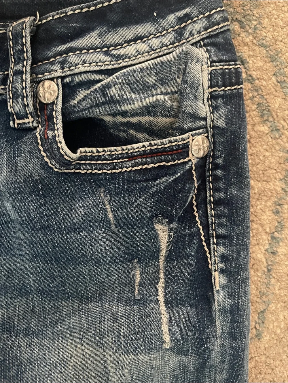 Miss Me Flare Jeans . Patriotic Bull . Size 29 - Picture 7 of 15